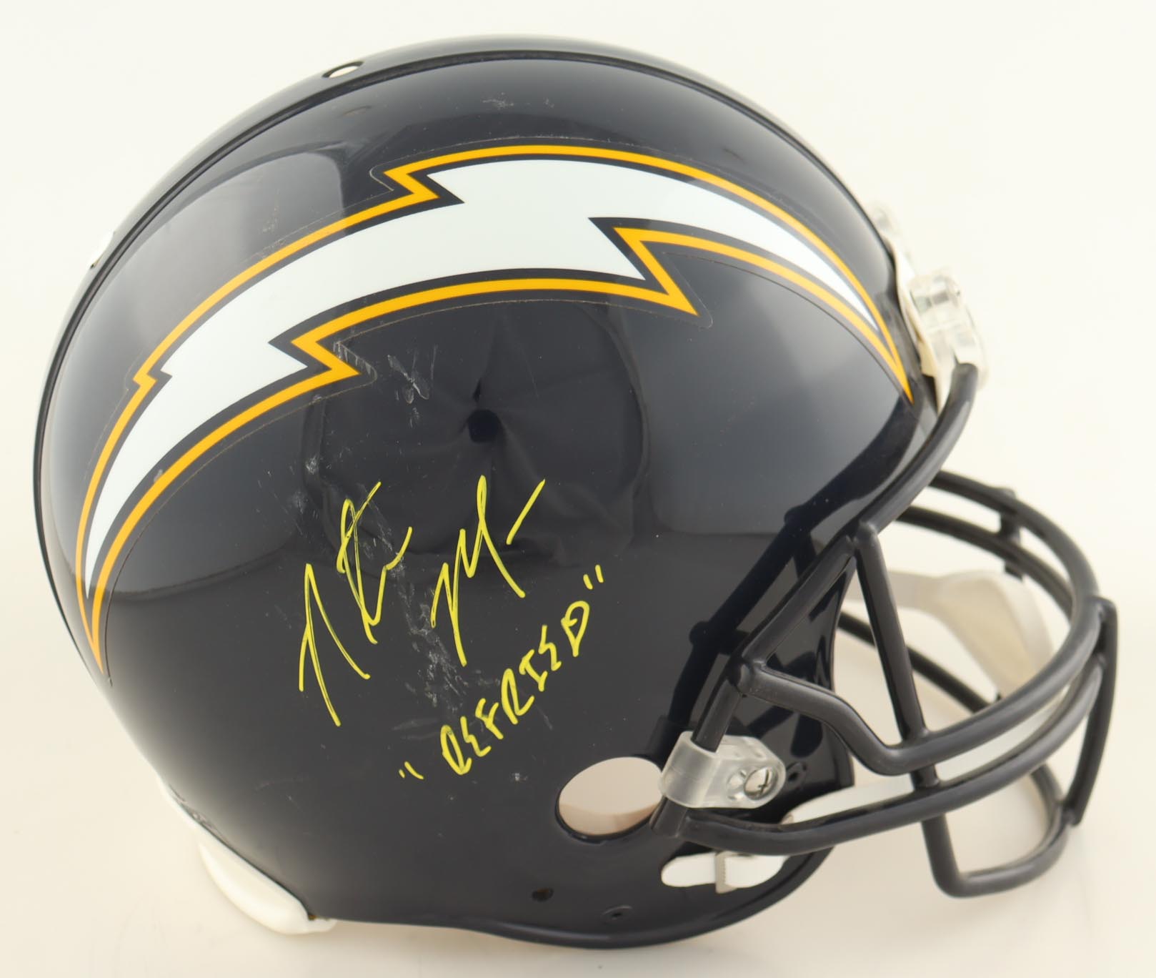 Natrone "Refried" Means Signed Chargers Full-Size Authentic Helmet (JSA) at PristineAuction.com Natrone "Refried" Means Signed Chargers Full-Size Authentic Helmet (JSA) at PristineAuction.com