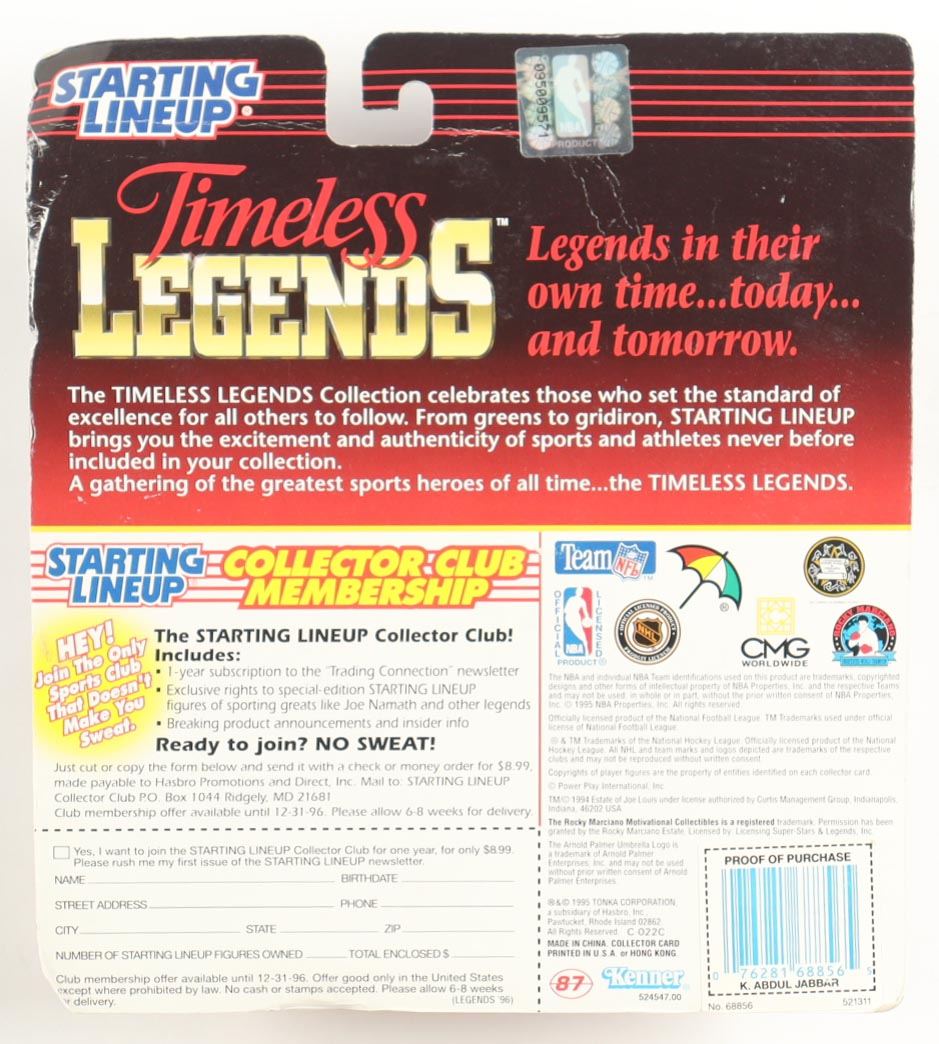 Kareem Abdul-Jabbar Signed 1995 Kenner 7" Vinyl Figure in Original Packaging (JSA) at PristineAuction.com Kareem Abdul-Jabbar Signed 1995 Kenner 7" Vinyl Figure in Original Packaging (JSA) at PristineAuction.com