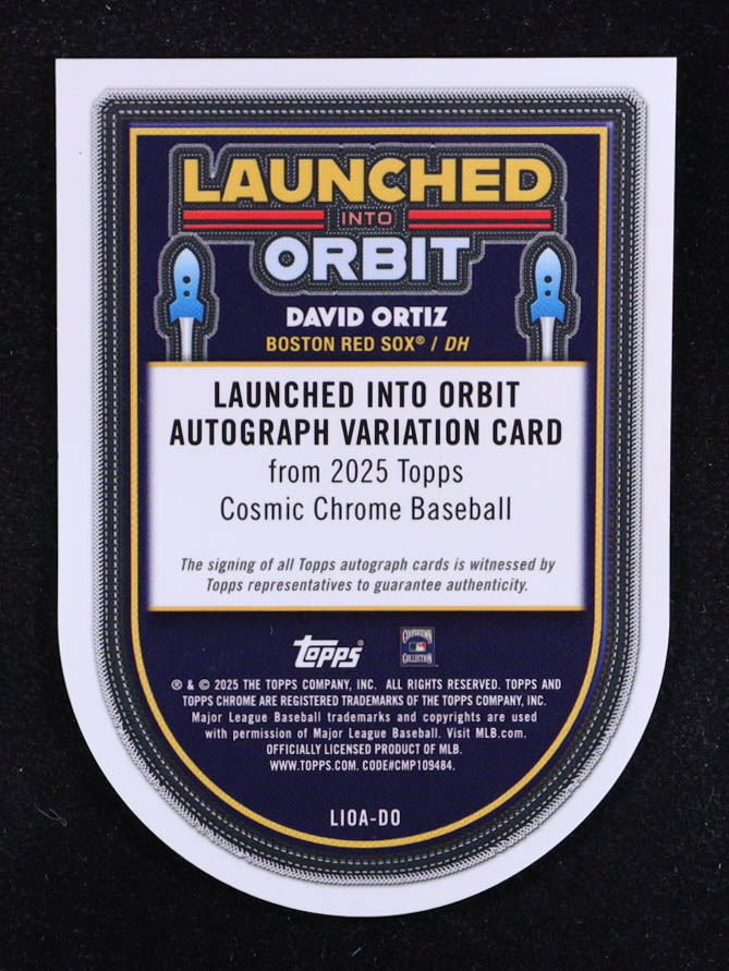 David Ortiz 2025 Topps Cosmic Chrome Launched Into Orbit Autographs #LIOADO at PristineAuction.com David Ortiz 2025 Topps Cosmic Chrome Launched Into Orbit Autographs #LIOADO at PristineAuction.com