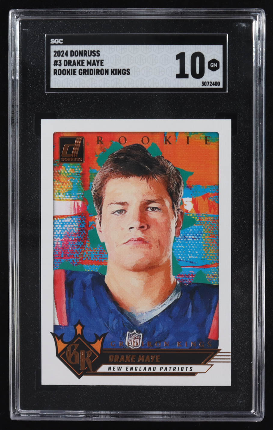 Drake Maye 2024 Donruss Rookie Gridiron Kings #3 RC (SGC 10) at PristineAuction.com Drake Maye 2024 Donruss Rookie Gridiron Kings #3 RC (SGC 10) at PristineAuction.com