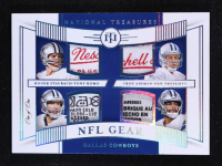Dak Prescott / Tony Romo / Roger Staubach / Troy Aikman 2019 Panini National Treasures NFL Gear Quad Materials Laundry Tag Brand Logo #20 #1/1 at PristineAuction.com