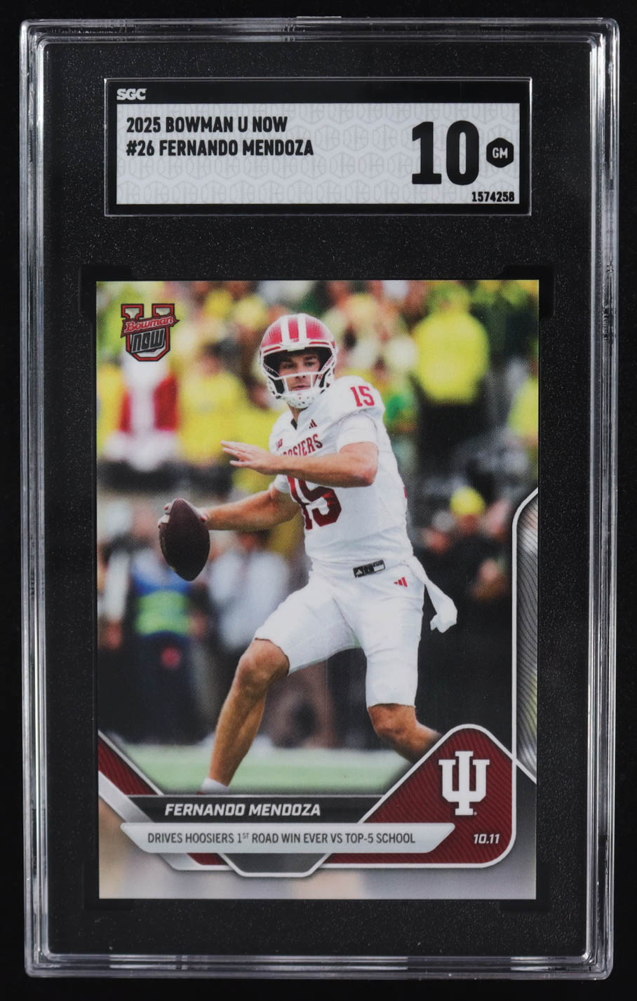 Fernando Mendoza 2025 Bowman University Now #26 RC (SGC 10) at PristineAuction.com Fernando Mendoza 2025 Bowman University Now #26 RC (SGC 10) at PristineAuction.com