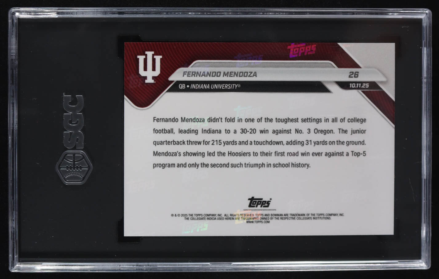 Fernando Mendoza 2025 Bowman University Now #26 RC (SGC 10) at PristineAuction.com Fernando Mendoza 2025 Bowman University Now #26 RC (SGC 10) at PristineAuction.com