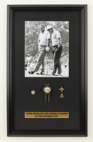 "Arnold Palmer & Jack Nicklaus At The Ryder Cup" Custom Framed Photo Display with Vintage Ryder Cup Divot Repair Tool & (2) Ryder Cup Pins at PristineAuction.com