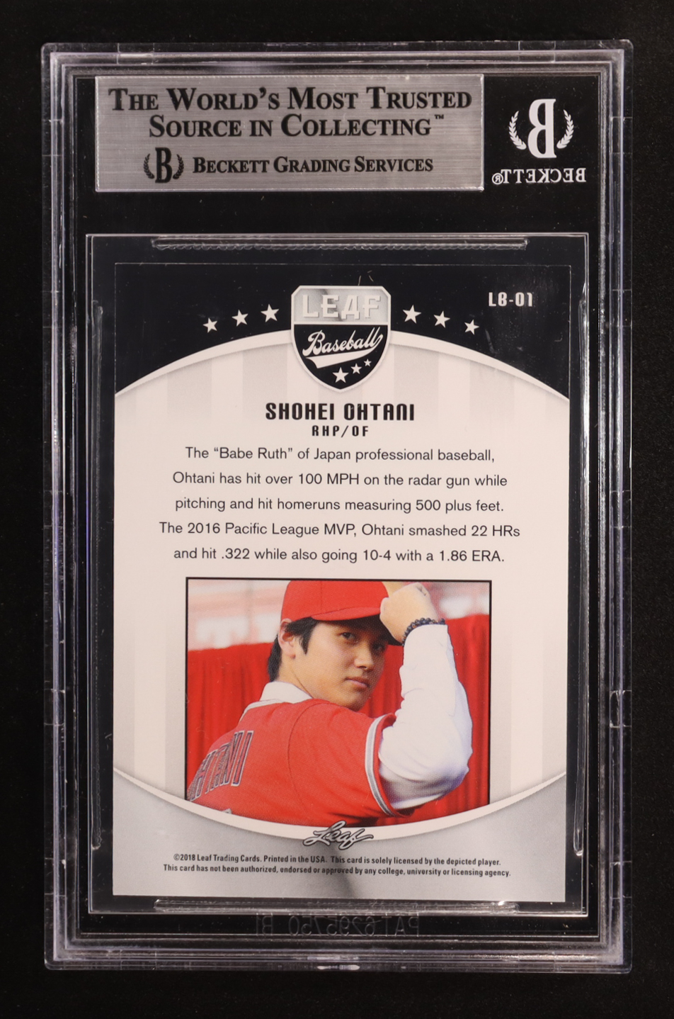 Shohei Ohtani 2018 Leaf Ohtani Baseball #LB01 RC (BGS 9) at PristineAuction.com Shohei Ohtani 2018 Leaf Ohtani Baseball #LB01 RC (BGS 9) at PristineAuction.com