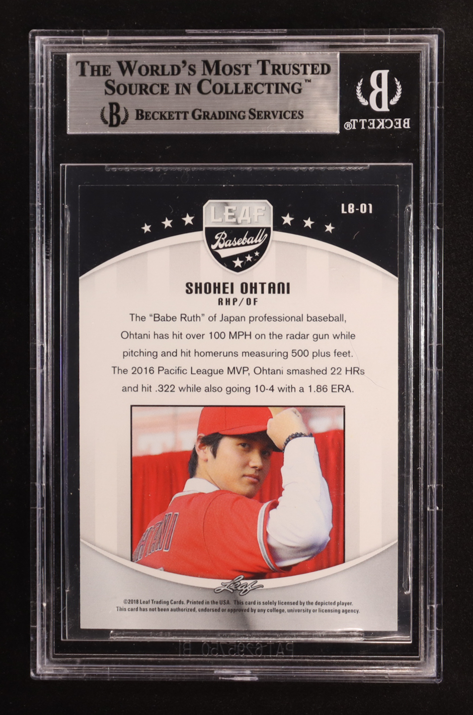 Shohei Ohtani 2018 Leaf Ohtani Baseball #LB01 RC (BGS 9) at PristineAuction.com Shohei Ohtani 2018 Leaf Ohtani Baseball #LB01 RC (BGS 9) at PristineAuction.com