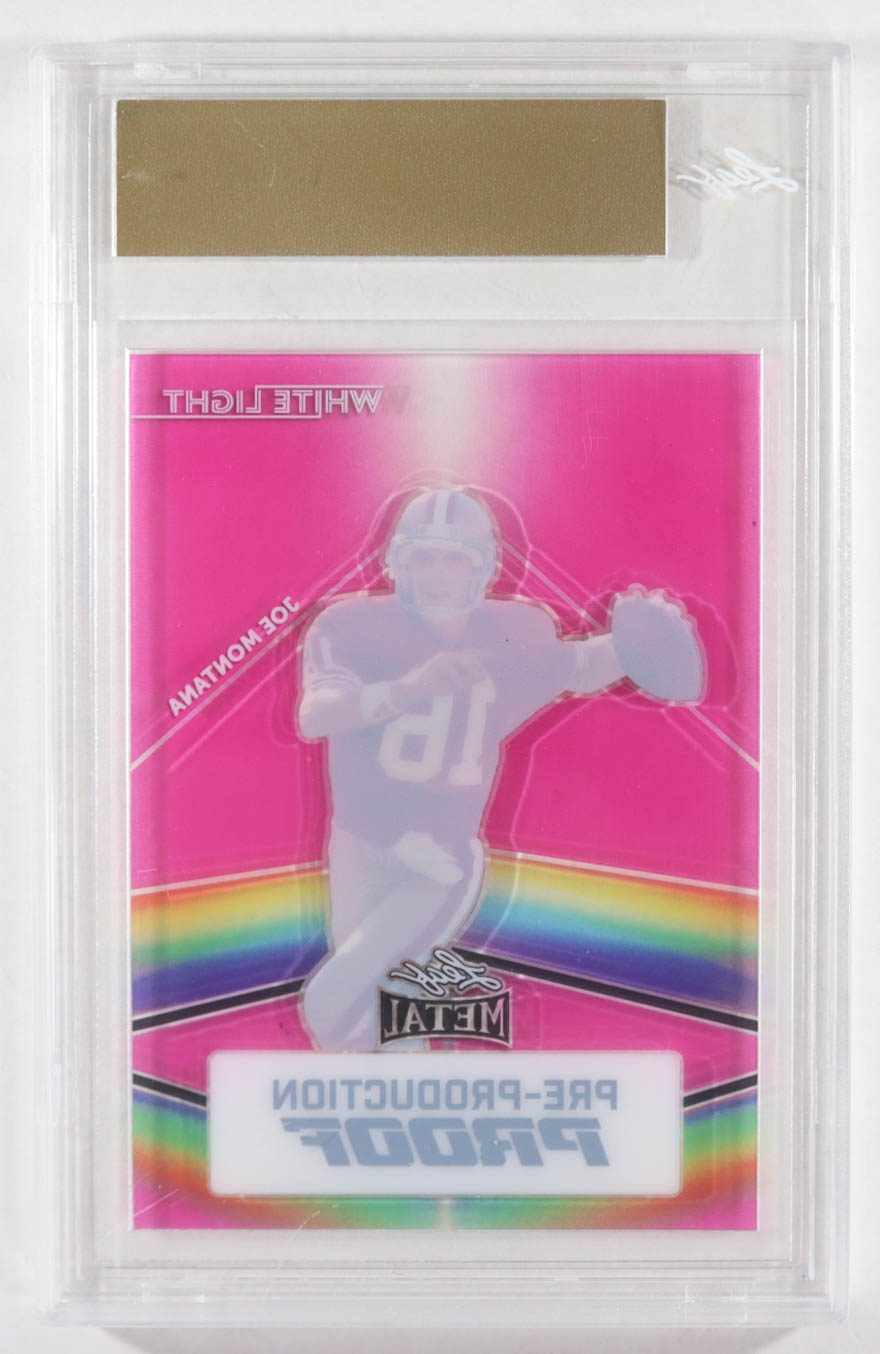 Joe Montana 2024 Leaf Joe Montana Legacy White Light Pre-Production Proof Clear Pink #NNO #1/1 (Leaf) at PristineAuction.com Joe Montana 2024 Leaf Joe Montana Legacy White Light Pre-Production Proof Clear Pink #NNO #1/1 (Leaf) at PristineAuction.com