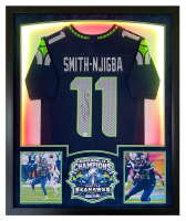 Jaxon Smith-Njigba Signed Seahawks Super Bowl Champs Custom Framed Jersey Display with LED Lights (Fanatics) at PristineAuction.com