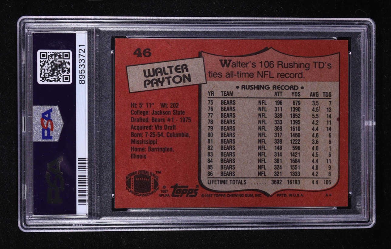 Walter Payton 1987 Topps #46 (PSA 9) at PristineAuction.com Walter Payton 1987 Topps #46 (PSA 9) at PristineAuction.com