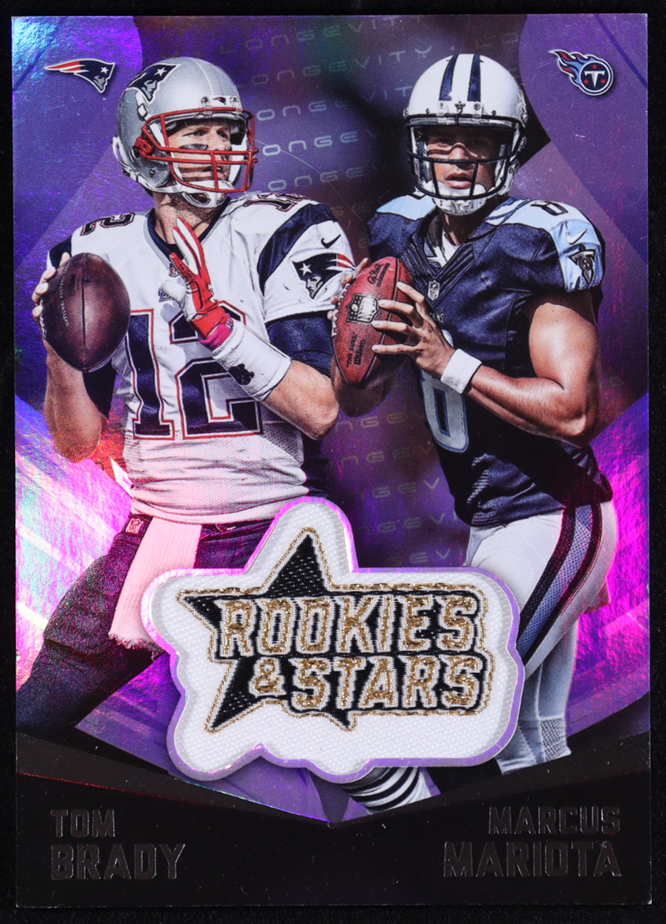 Marcus Mariota (RC) / Tom Brady 2015 Rookies and Stars Embroidered Patches #7 at PristineAuction.com Marcus Mariota (RC) / Tom Brady 2015 Rookies and Stars Embroidered Patches #7 at PristineAuction.com
