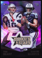 Marcus Mariota (RC) / Tom Brady 2015 Rookies and Stars Embroidered Patches #7 at PristineAuction.com