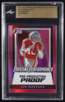 Joe Montana 2024 Leaf Joe Montana Legacy Pristine Performance Pre-Production Proof Prismatic Pink #NNO #1/1 (Leaf) at PristineAuction.com