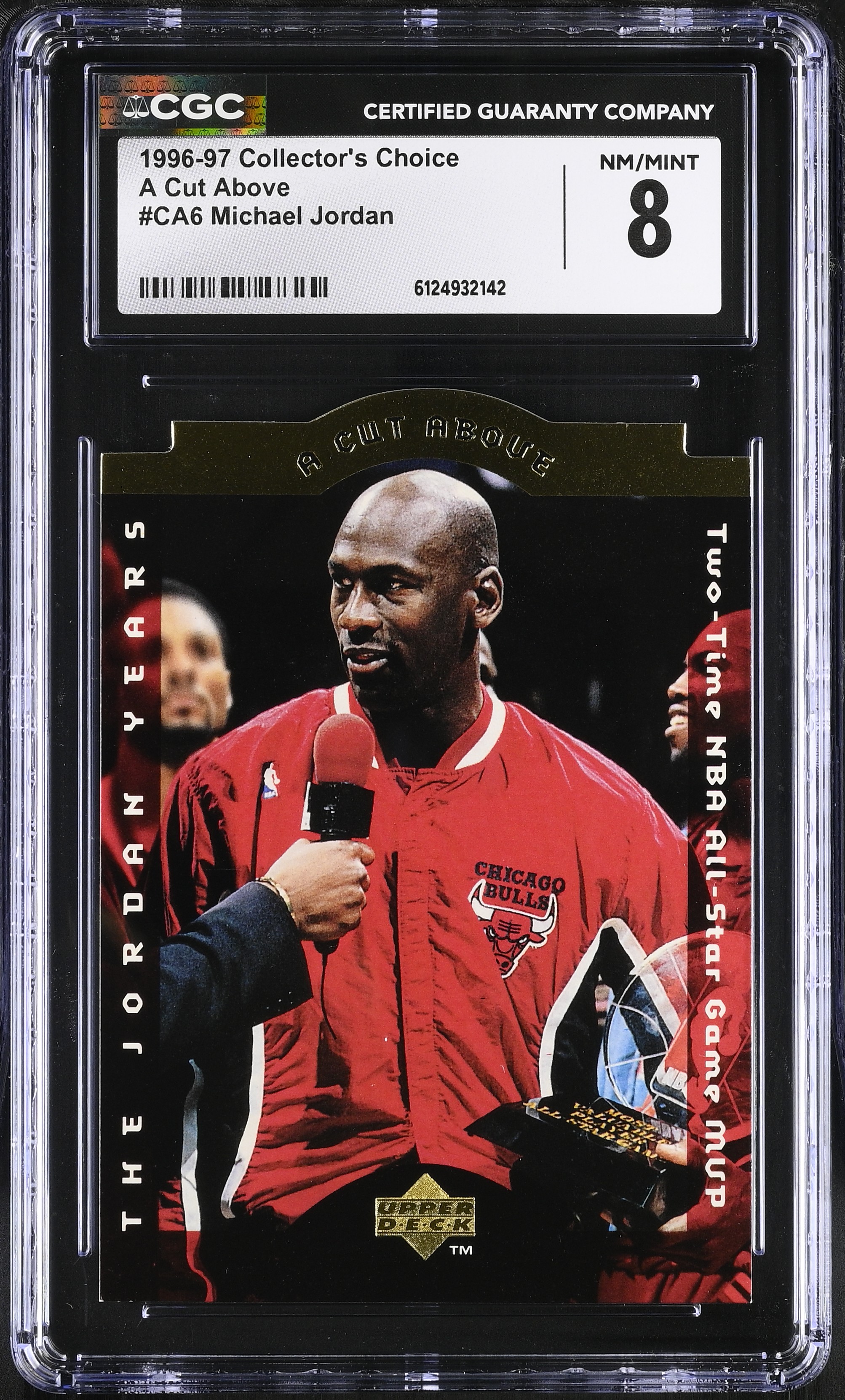 Michael Jordan 1996-97 Collector's Choice A Cut Above #CA6 (CGC 8) at PristineAuction.com Michael Jordan 1996-97 Collector's Choice A Cut Above #CA6 (CGC 8) at PristineAuction.com