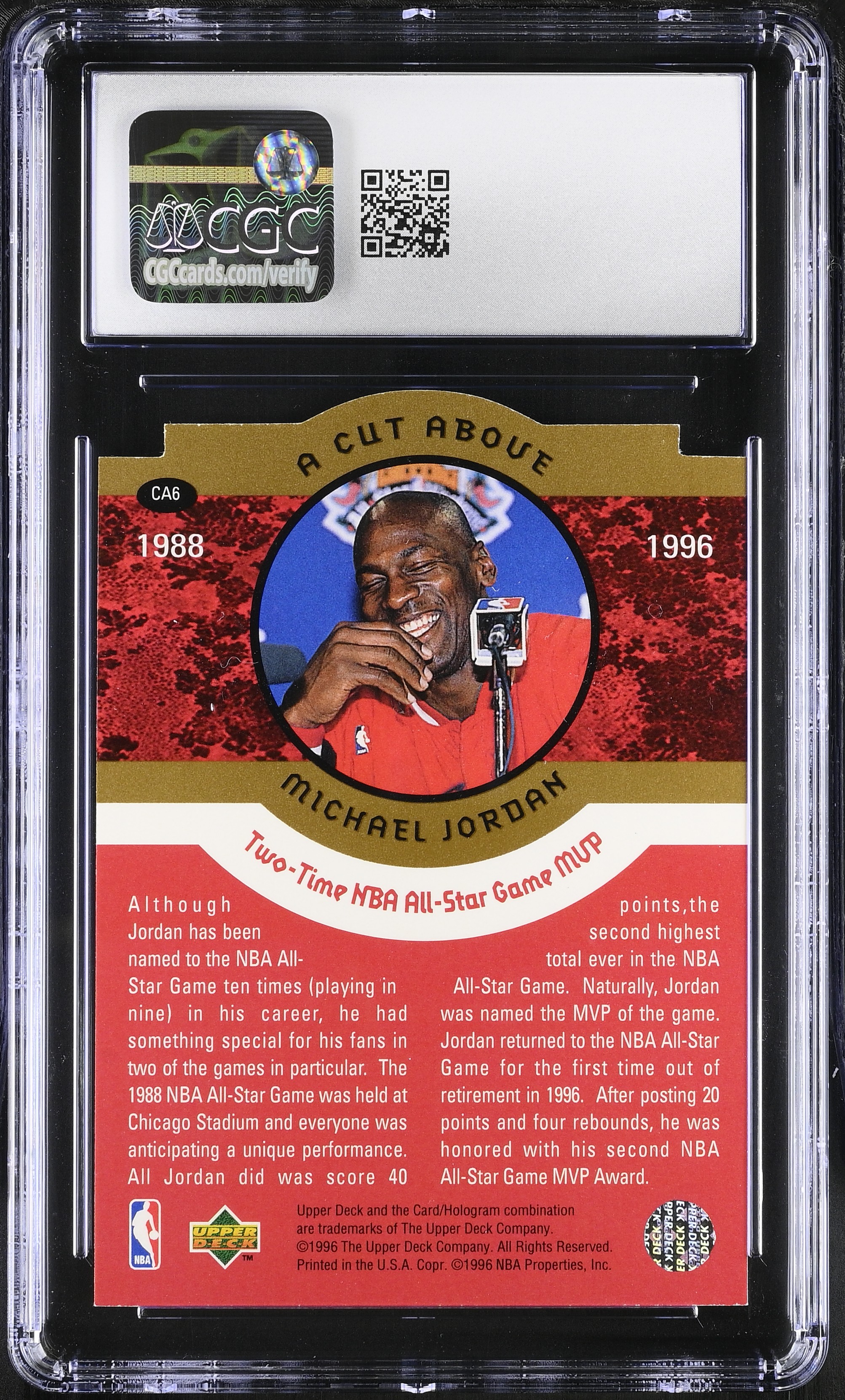Michael Jordan 1996-97 Collector's Choice A Cut Above #CA6 (CGC 8) at PristineAuction.com Michael Jordan 1996-97 Collector's Choice A Cut Above #CA6 (CGC 8) at PristineAuction.com