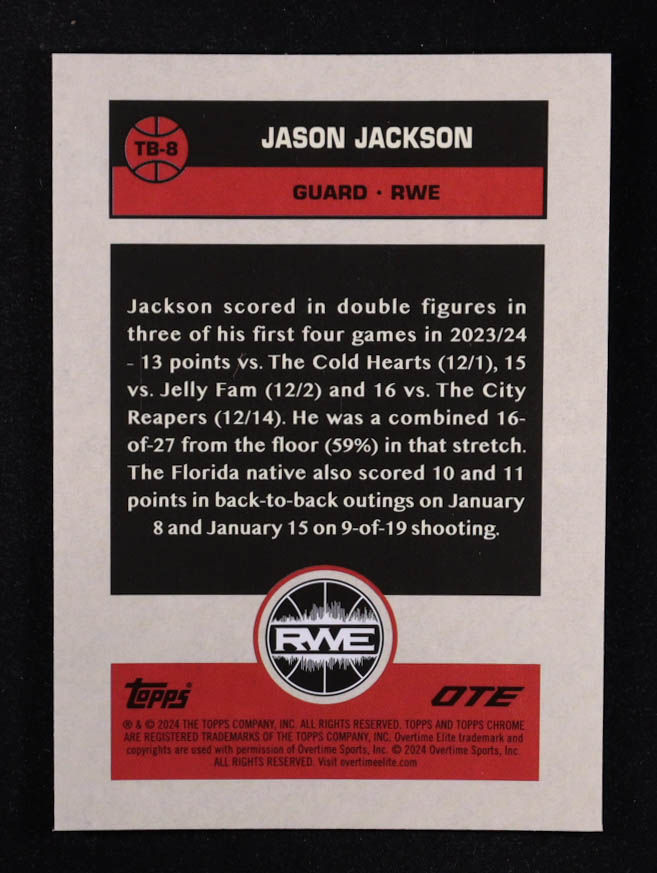 Jason Jackson 2023-24 Topps Chrome Overtime Elite '76 Topps Blue Refractors #TB8 RC #59/99 at PristineAuction.com Jason Jackson 2023-24 Topps Chrome Overtime Elite '76 Topps Blue Refractors #TB8 RC #59/99 at PristineAuction.com