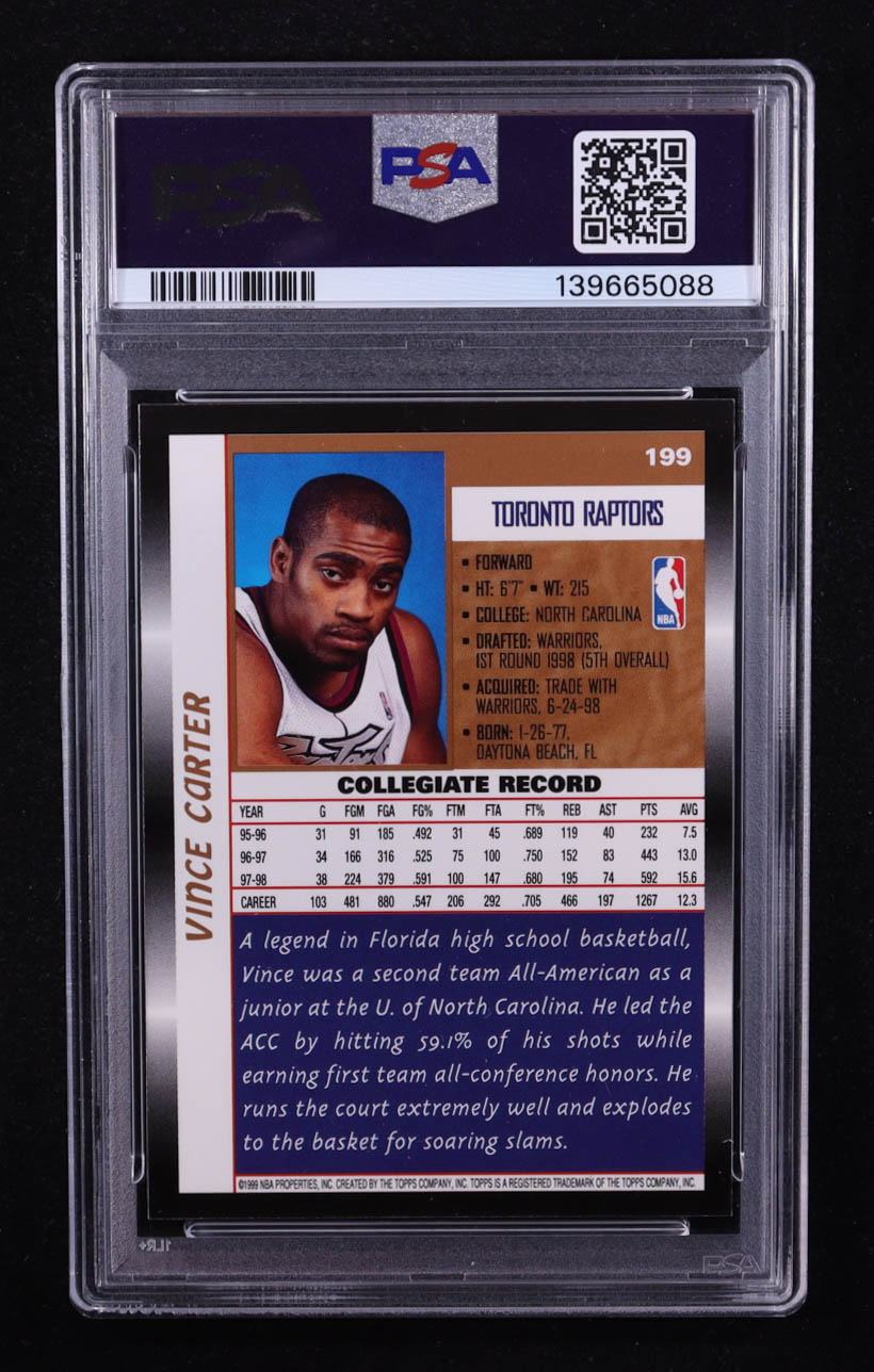 Vince Carter 1998-99 Topps #199 RC (PSA 9) at PristineAuction.com Vince Carter 1998-99 Topps #199 RC (PSA 9) at PristineAuction.com