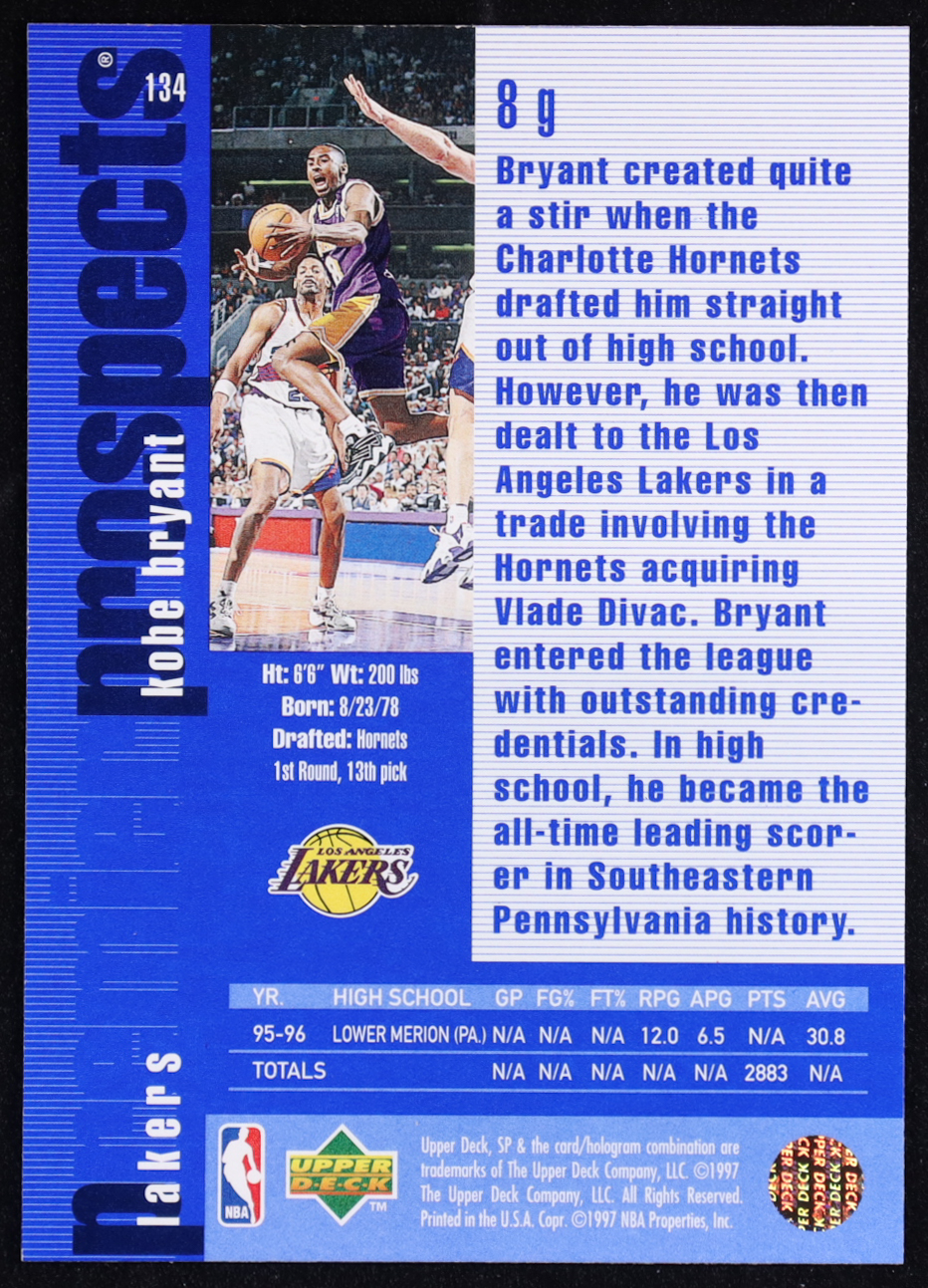 Kobe Bryant 1996-97 SP #134 RC at PristineAuction.com Kobe Bryant 1996-97 SP #134 RC at PristineAuction.com