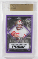 Joe Montana 2024 Leaf Joe Montana Legacy Gold Leaf Legend Pre-Production Proof Clear Purple #NNO #1/1 (Leaf) at PristineAuction.com