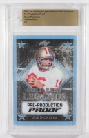 Joe Montana 2024 Leaf Joe Montana Legacy Gold Leaf Legend Pre-Production Proof Clear Platinum #NNO #1/1 (Leaf) at PristineAuction.com