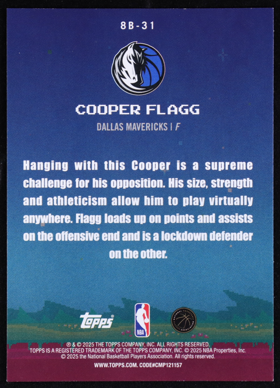 Cooper Flagg 2025-26 Topps 8-Bit Ballers Holo Foil #8B31 RC at PristineAuction.com Cooper Flagg 2025-26 Topps 8-Bit Ballers Holo Foil #8B31 RC at PristineAuction.com