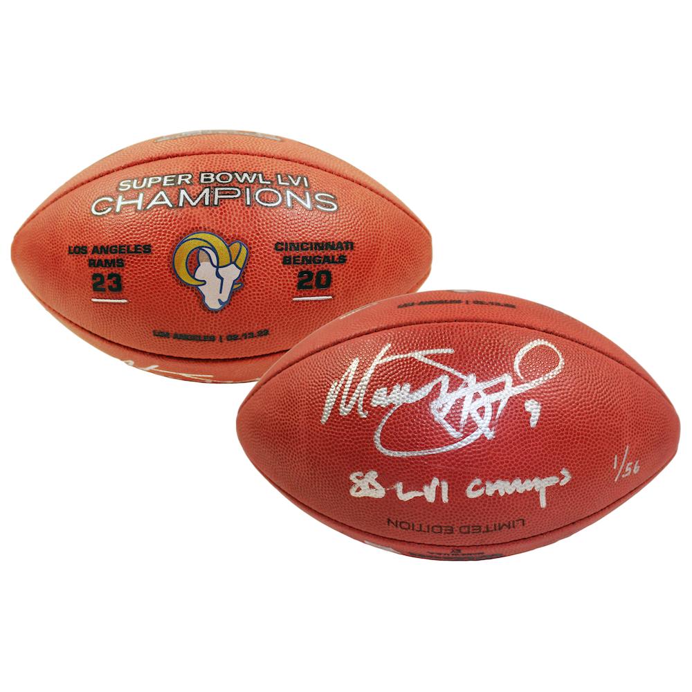 Matthew Stafford Signed LE "The Duke" Super Bowl LVI Logo NFL Official Game Ball Inscribed "SB LVI Champs" (Fanatics) at PristineAuction.com Matthew Stafford Signed LE "The Duke" Super Bowl LVI Logo NFL Official Game Ball Inscribed "SB LVI Champs" (Fanatics) at PristineAuction.com