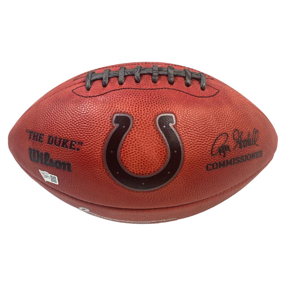 Jonathan Taylor Signed LE "The Duke" Colts Logo Football Inscribed "5 TDs" & "11/21/21" (Fanatics) at PristineAuction.com Jonathan Taylor Signed LE "The Duke" Colts Logo Football Inscribed "5 TDs" & "11/21/21" (Fanatics) at PristineAuction.com