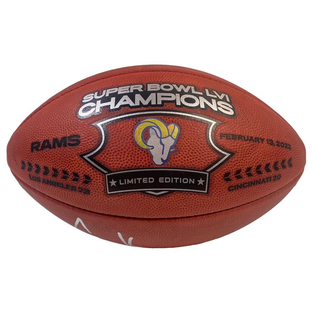 Cooper Kupp Signed "The Duke" LE Super Bowl LVI Logo Football Inscribed "SB LVI Champs" (Fanatics) at PristineAuction.com Cooper Kupp Signed "The Duke" LE Super Bowl LVI Logo Football Inscribed "SB LVI Champs" (Fanatics) at PristineAuction.com