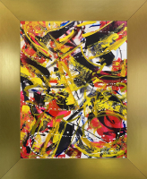 "Abstract Motion" Original Custom Framed Abstract Painting On Glass 019-26 (Lewis) at PristineAuction.com