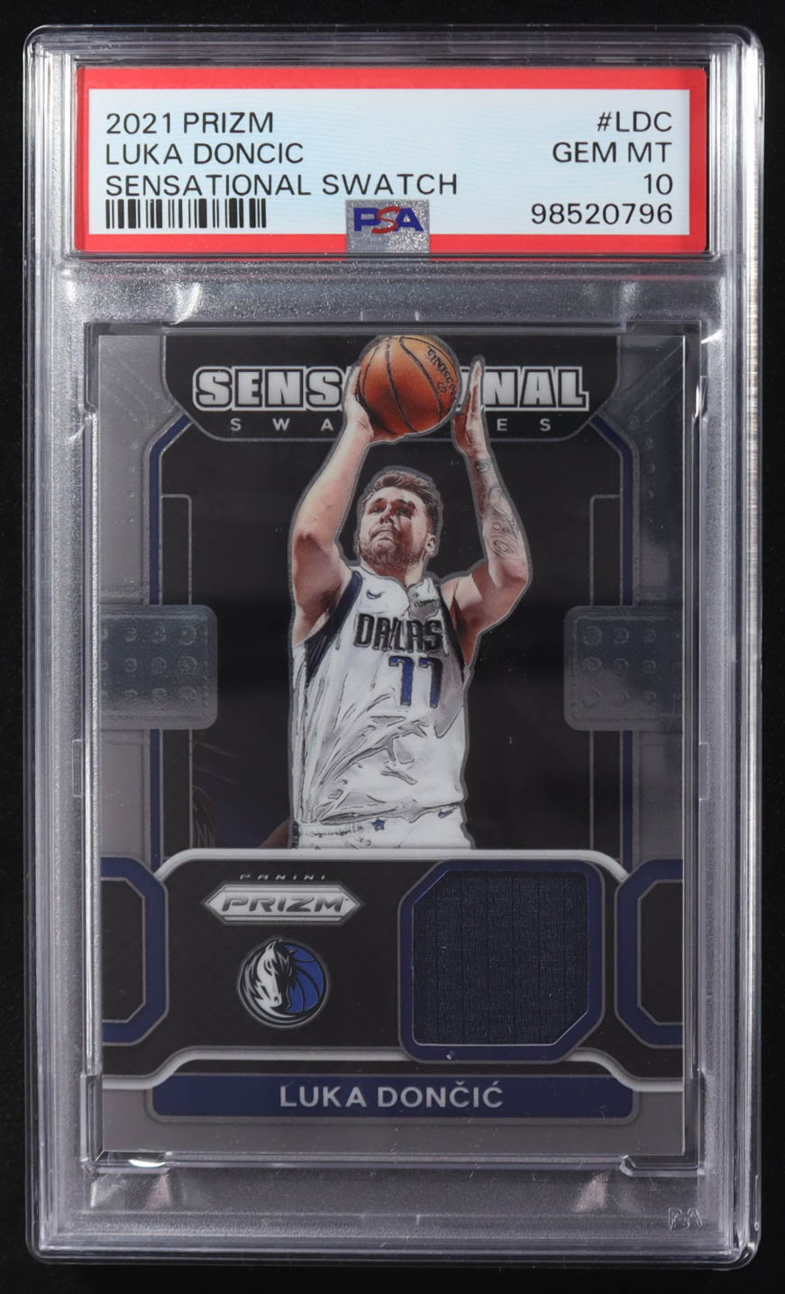 Luka Doncic 2021-22 Panini Prizm Sensational Swatch #SW-LDC (PSA 10) at PristineAuction.com Luka Doncic 2021-22 Panini Prizm Sensational Swatch #SW-LDC (PSA 10) at PristineAuction.com