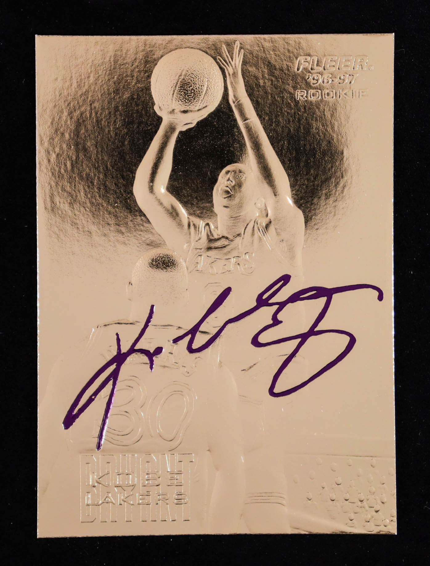 Kobe Bryant 1996-97 Fleer Purple Signature 23Kt Gold RC #72069 at PristineAuction.com Kobe Bryant 1996-97 Fleer Purple Signature 23Kt Gold RC #72069 at PristineAuction.com
