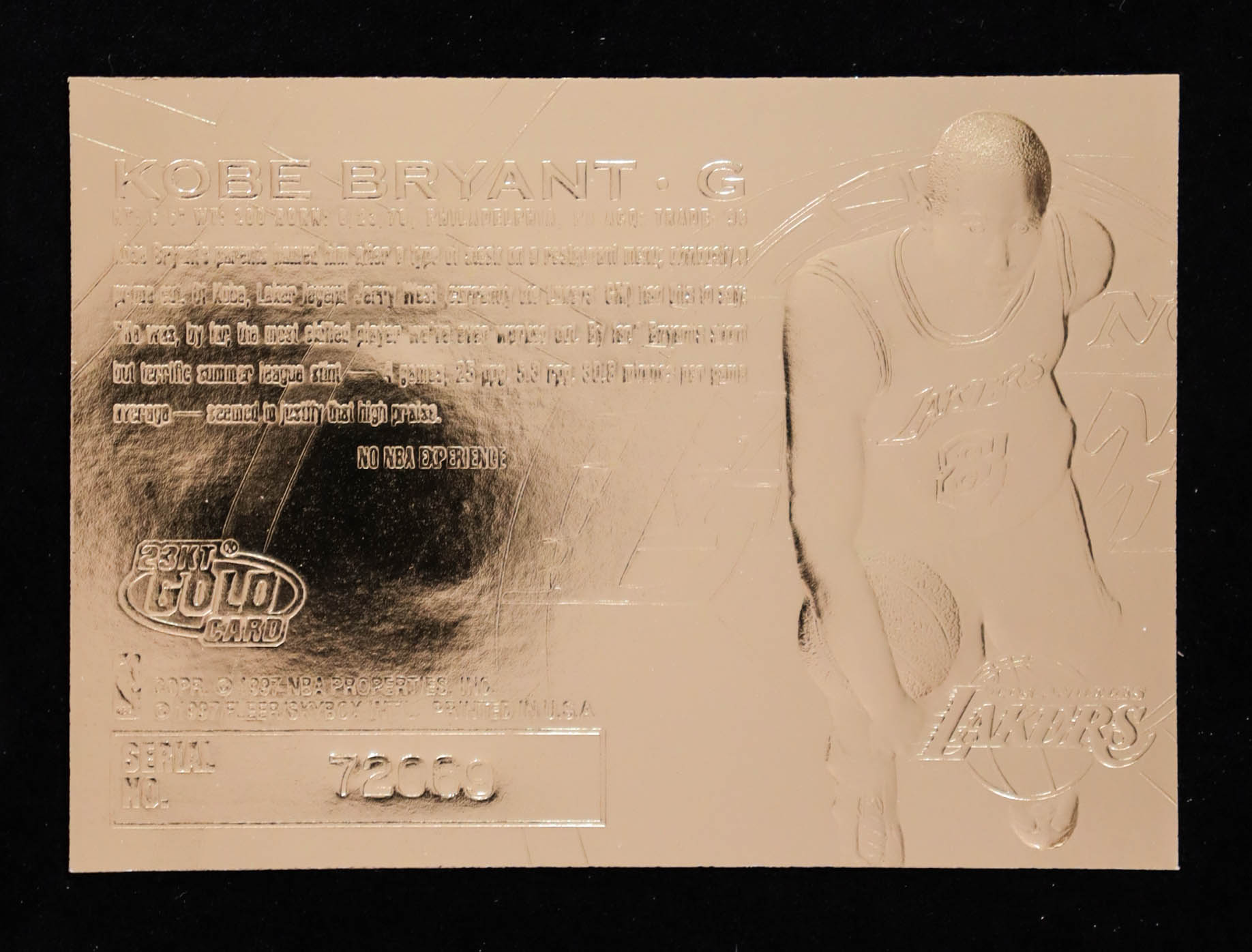 Kobe Bryant 1996-97 Fleer Purple Signature 23Kt Gold RC #72069 at PristineAuction.com Kobe Bryant 1996-97 Fleer Purple Signature 23Kt Gold RC #72069 at PristineAuction.com