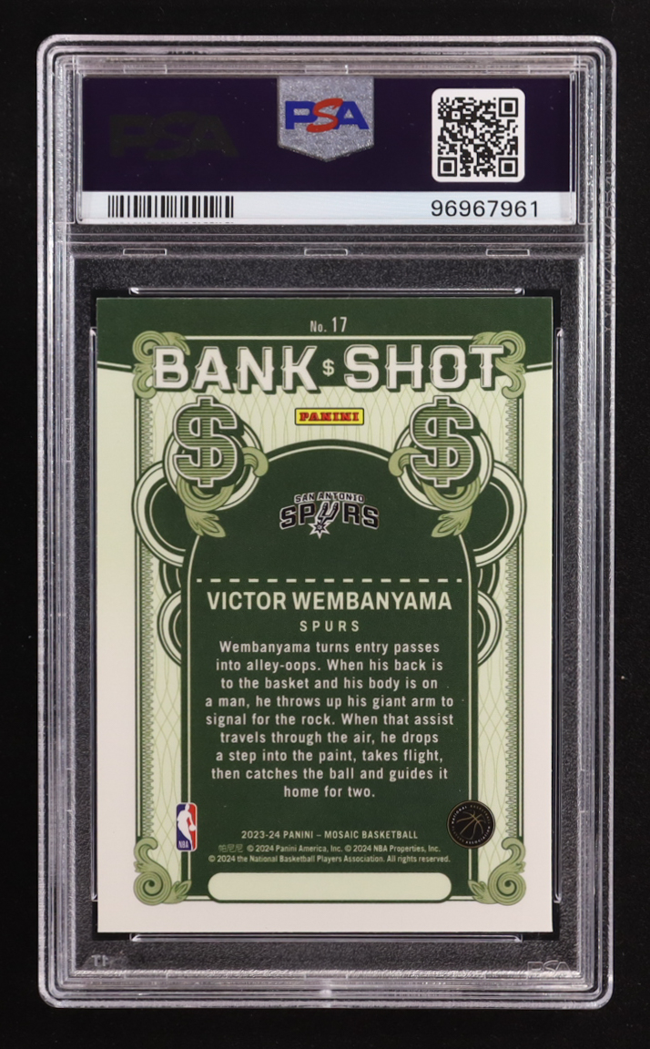 Victor Wembanyama 2023-24 Panini Mosaic Bank Shot #17 RC (PSA 9) at PristineAuction.com Victor Wembanyama 2023-24 Panini Mosaic Bank Shot #17 RC (PSA 9) at PristineAuction.com