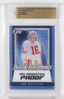 Joe Montana 2024 Leaf Joe Montana Legacy Pristine Performance Pre-Production Proof Clear Blue #NNO #1/1 (Leaf) at PristineAuction.com