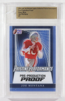 Joe Montana 2024 Leaf Joe Montana Legacy Pristine Performance Pre-Production Proof Clear Blue #NNO #1/1 (Leaf) at PristineAuction.com