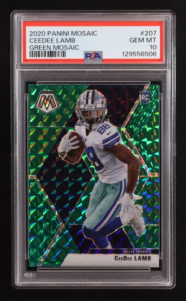 CeeDee Lamb 2020 Panini Mosaic Mosaic Green #207 RC (PSA 10) at PristineAuction.com CeeDee Lamb 2020 Panini Mosaic Mosaic Green #207 RC (PSA 10) at PristineAuction.com
