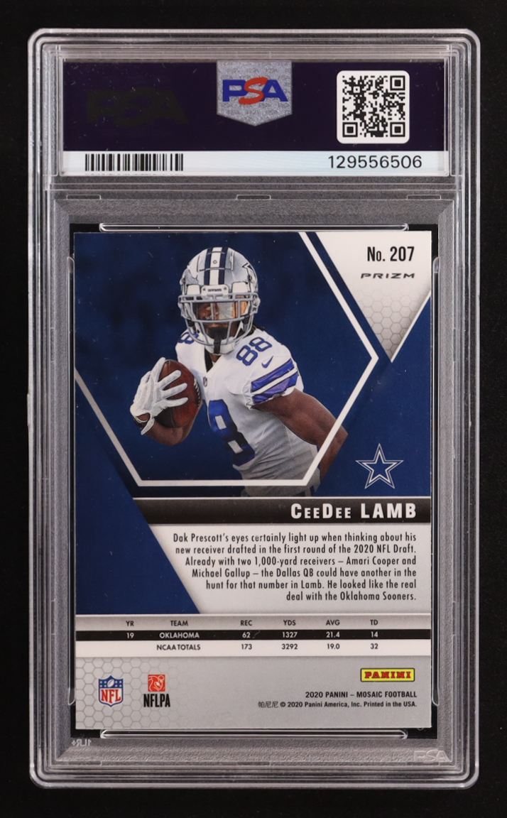 CeeDee Lamb 2020 Panini Mosaic Mosaic Green #207 RC (PSA 10) at PristineAuction.com CeeDee Lamb 2020 Panini Mosaic Mosaic Green #207 RC (PSA 10) at PristineAuction.com