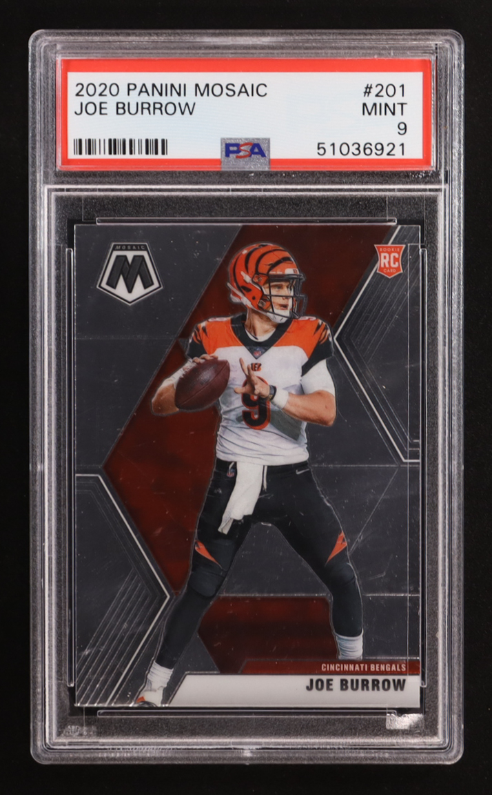 Joe Burrow 2020 Panini Mosaic #201 RC (PSA 9) at PristineAuction.com Joe Burrow 2020 Panini Mosaic #201 RC (PSA 9) at PristineAuction.com