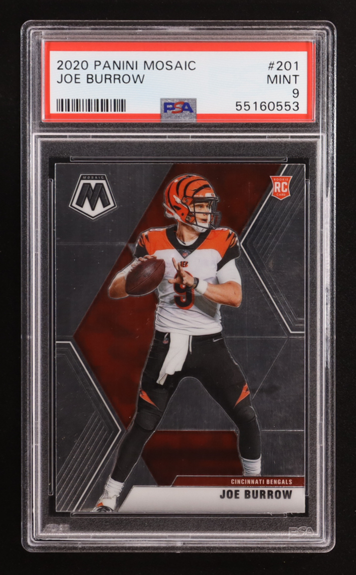 Joe Burrow 2020 Panini Mosaic #201 RC (PSA 9) at PristineAuction.com Joe Burrow 2020 Panini Mosaic #201 RC (PSA 9) at PristineAuction.com