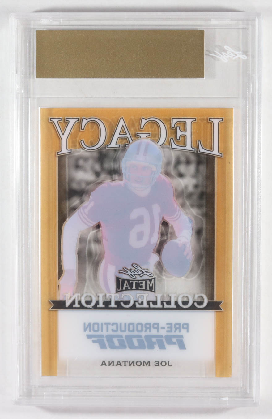 Joe Montana 2024 Leaf Joe Montana Legacy Base Auto Pre-Production Proof Clear Gold #NNO #1/1 (Leaf) at PristineAuction.com Joe Montana 2024 Leaf Joe Montana Legacy Base Auto Pre-Production Proof Clear Gold #NNO #1/1 (Leaf) at PristineAuction.com