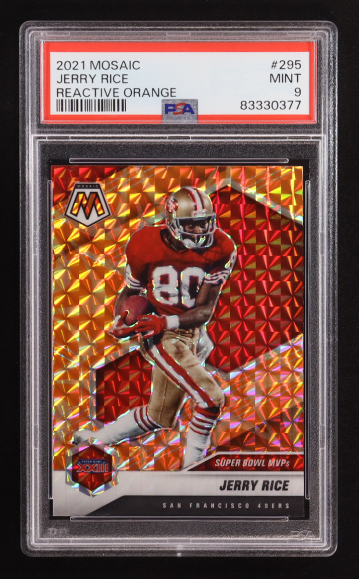 Jerry Rice 2021 Panini Mosaic Mosaic Reactive Orange #295 MVP (PSA 9) at PristineAuction.com Jerry Rice 2021 Panini Mosaic Mosaic Reactive Orange #295 MVP (PSA 9) at PristineAuction.com