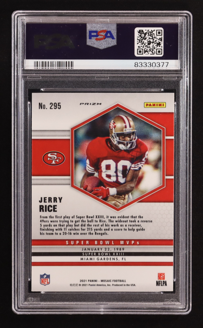 Jerry Rice 2021 Panini Mosaic Mosaic Reactive Orange #295 MVP (PSA 9) at PristineAuction.com Jerry Rice 2021 Panini Mosaic Mosaic Reactive Orange #295 MVP (PSA 9) at PristineAuction.com
