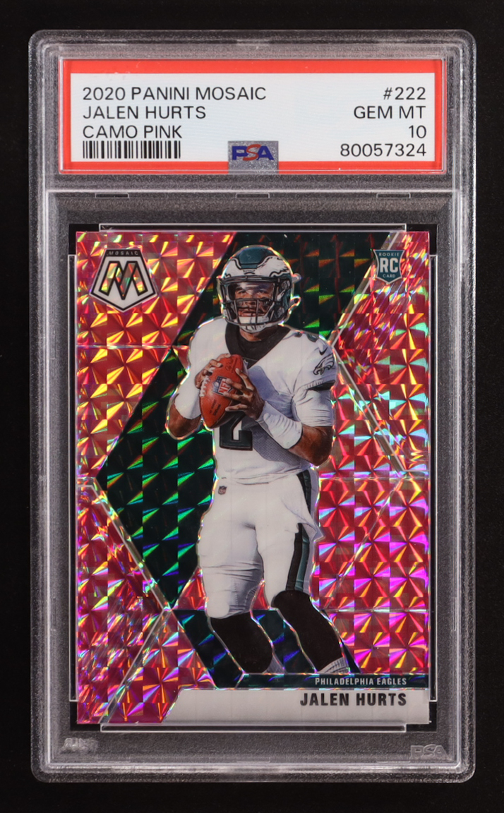 Jalen Hurts 2020 Panini Mosaic Mosaic Camo Pink #222 RC (PSA 10) at PristineAuction.com Jalen Hurts 2020 Panini Mosaic Mosaic Camo Pink #222 RC (PSA 10) at PristineAuction.com