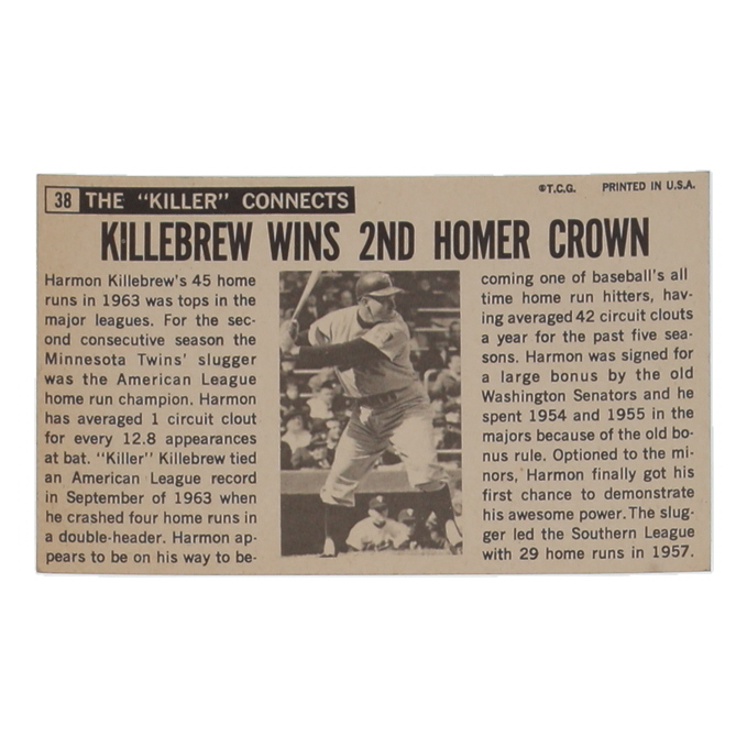 Harmon Killebrew 1964 Topps Giants #38 at PristineAuction.com Harmon Killebrew 1964 Topps Giants #38 at PristineAuction.com
