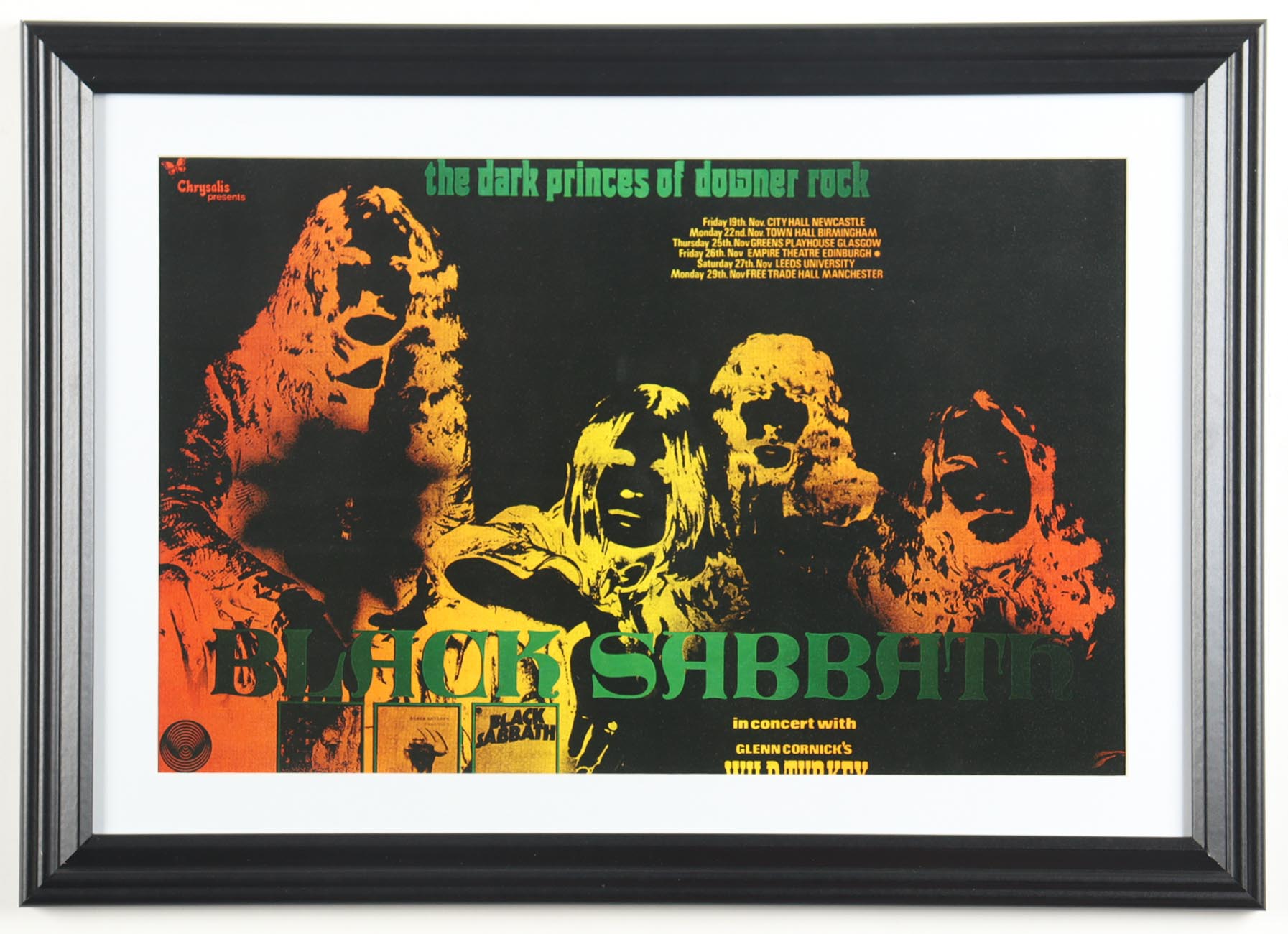 1971 "Black Sabbath" United Kingdom Tour Custom Framed Concert Poster at PristineAuction.com 1971 "Black Sabbath" United Kingdom Tour Custom Framed Concert Poster at PristineAuction.com