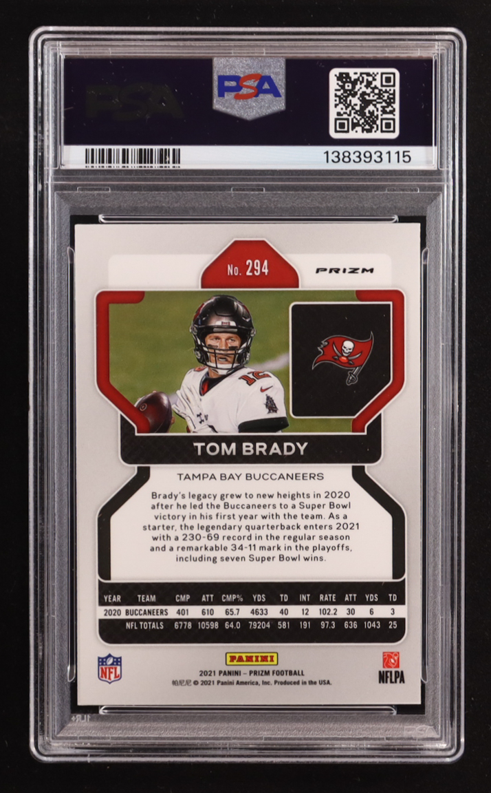Tom Brady 2021 Panini Prizm Prizms Lazer #294 (PSA 9) at PristineAuction.com Tom Brady 2021 Panini Prizm Prizms Lazer #294 (PSA 9) at PristineAuction.com