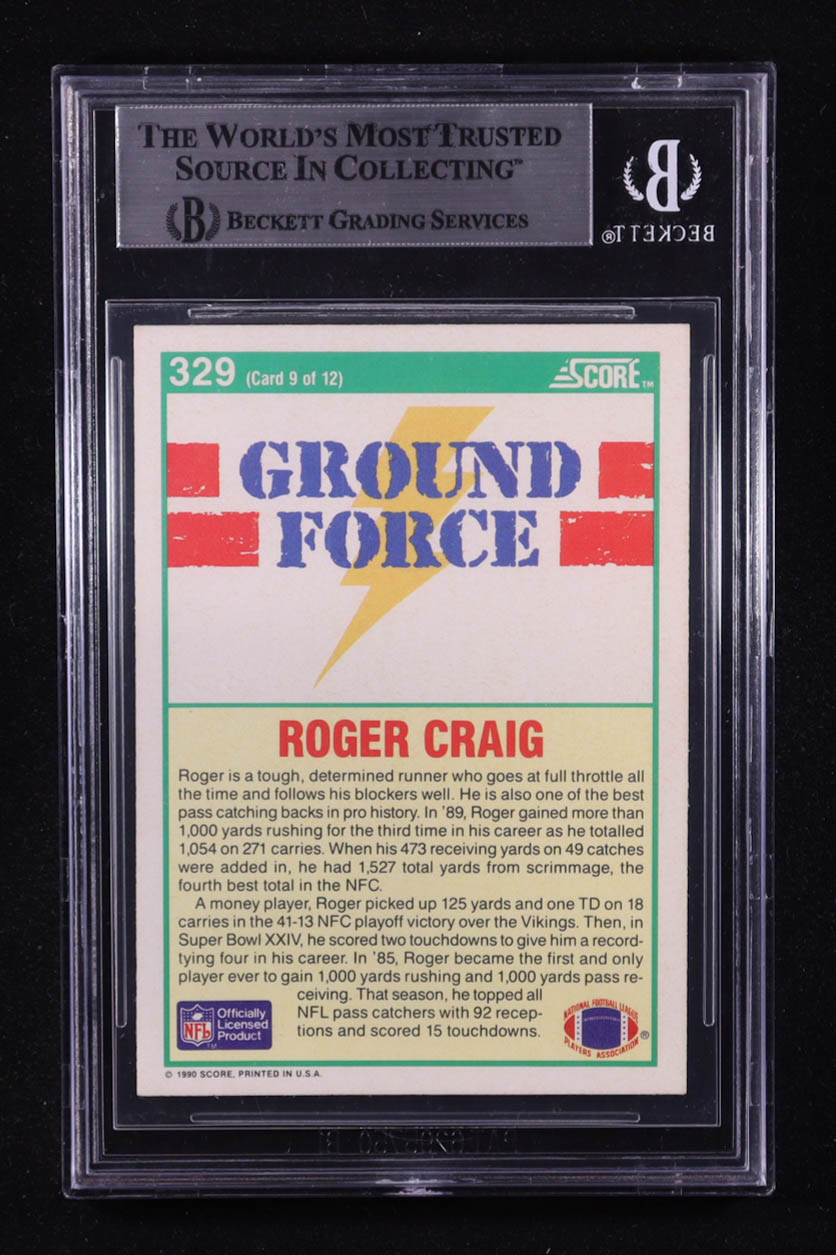 Roger Craig Signed 1990 Score #329 GF Inscribed "1000/1000" & "85" (BGS) at PristineAuction.com Roger Craig Signed 1990 Score #329 GF Inscribed "1000/1000" & "85" (BGS) at PristineAuction.com