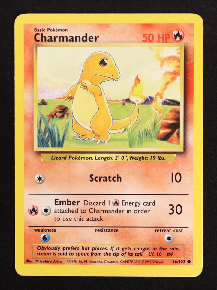 Charmander 1999 Pokemon Base Unlimited #46 at PristineAuction.com Charmander 1999 Pokemon Base Unlimited #46 at PristineAuction.com