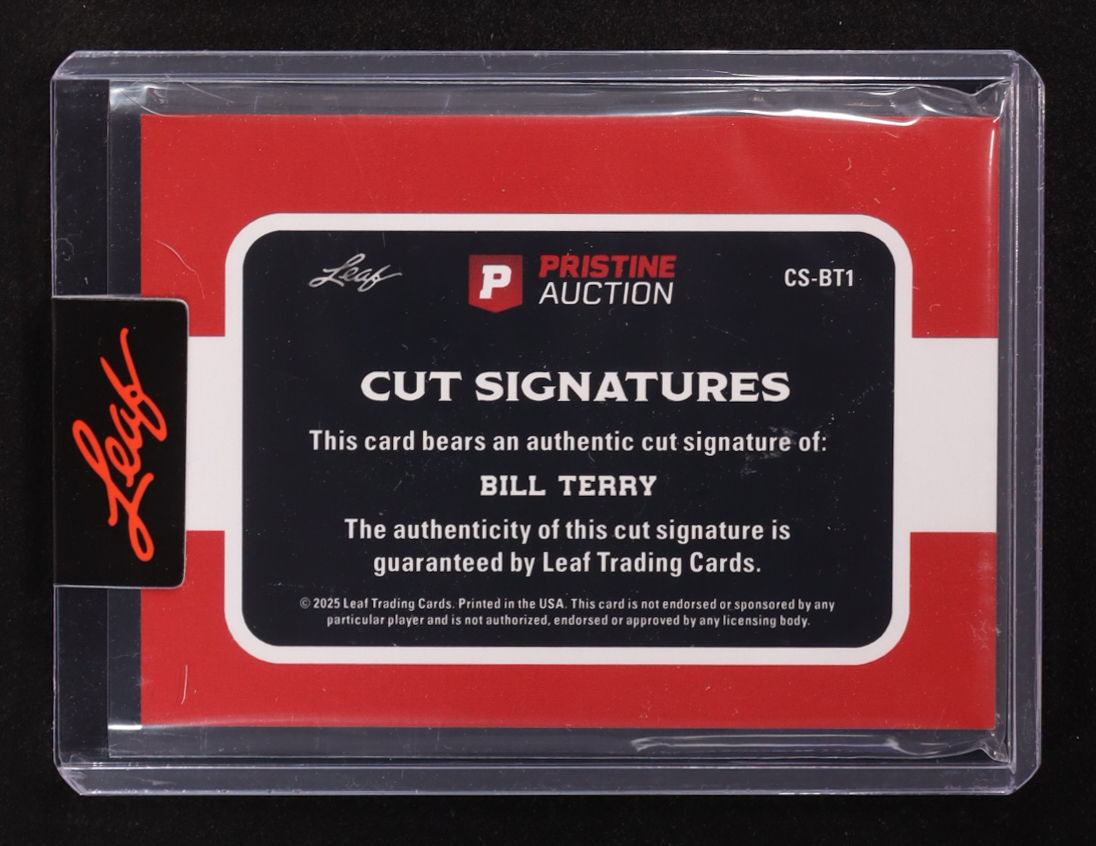 Bill Terry 2025 Leaf Pristine Auction Collection Cut Signatures #CS-BT1 at PristineAuction.com Bill Terry 2025 Leaf Pristine Auction Collection Cut Signatures #CS-BT1 at PristineAuction.com