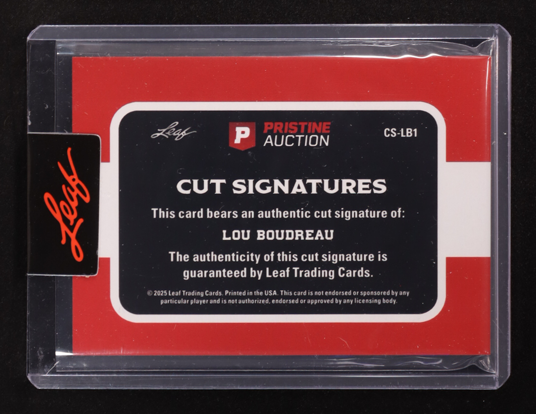 Lou Boudreau 2025 Leaf Pristine Auction Collection Cut Signatures #CS-LB1 at PristineAuction.com Lou Boudreau 2025 Leaf Pristine Auction Collection Cut Signatures #CS-LB1 at PristineAuction.com