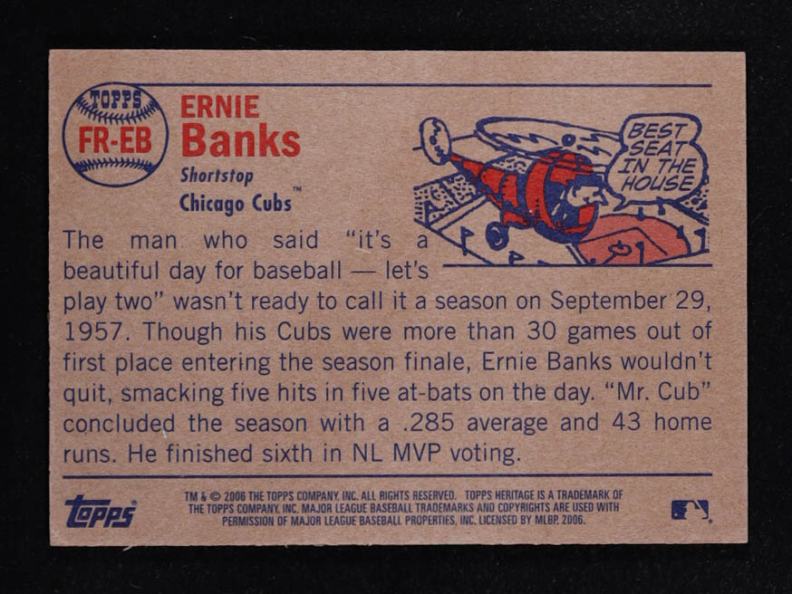 Ernie Banks 2006 Topps Heritage Flashbacks Seat Relics #EB at PristineAuction.com Ernie Banks 2006 Topps Heritage Flashbacks Seat Relics #EB at PristineAuction.com